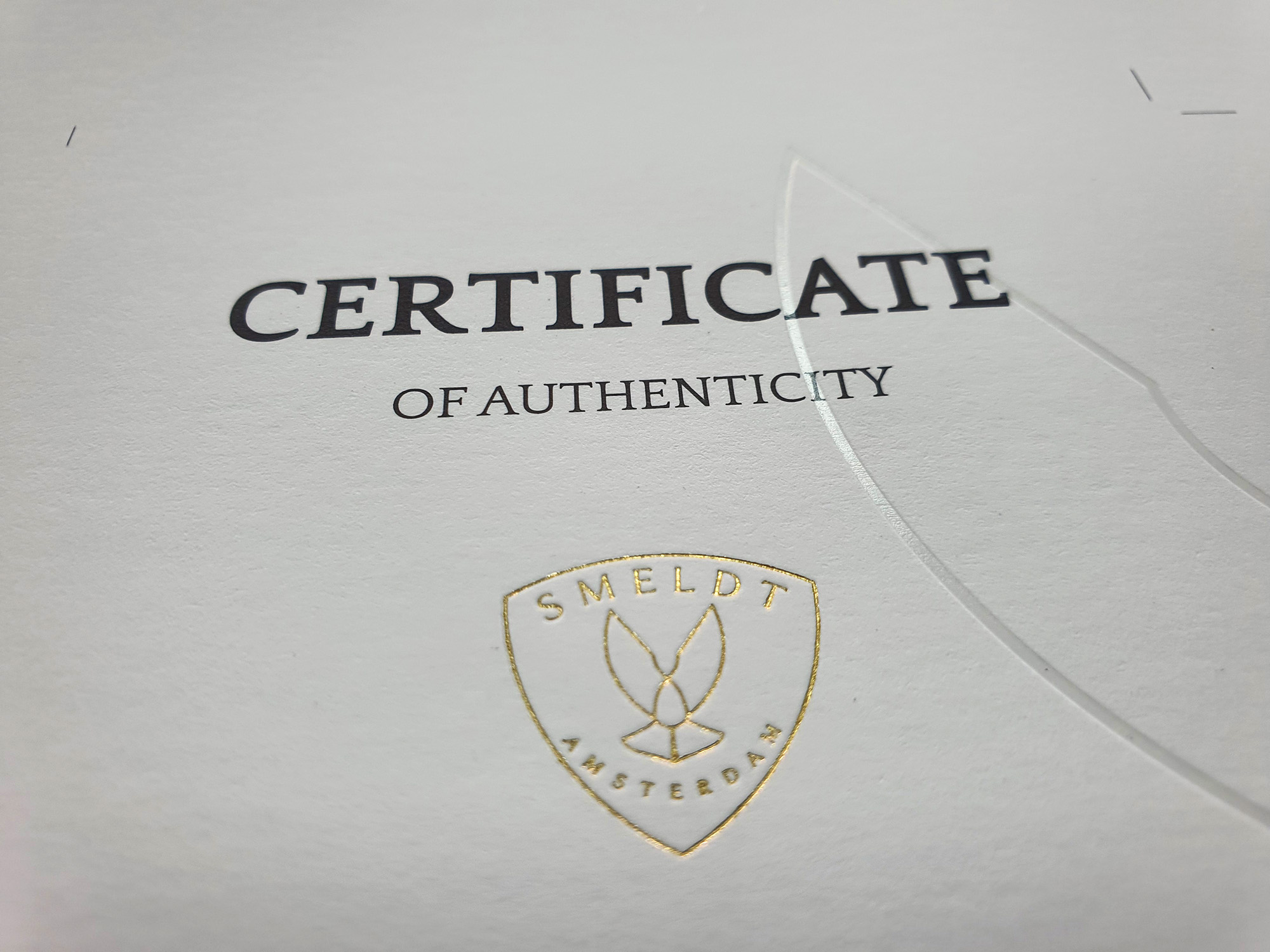 Certificaten met goud folie en transparante foliedruk
